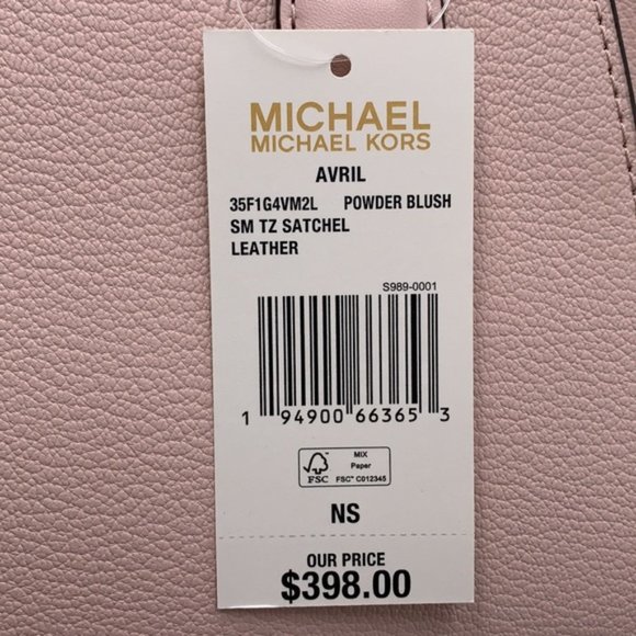 Michael Kors Avril Small Leather Top-Zip Satchel Powder Blush color - Picture 12 of 16